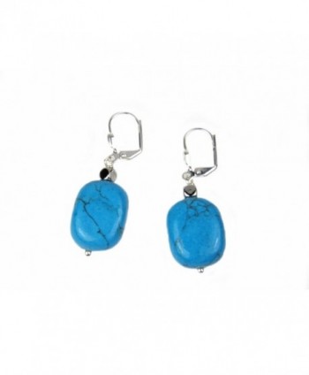 Composed Turquoise Leverback Earring Assambled in Women's Drop & Dangle Earrings