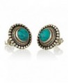 Sterling Silver Synthetic Turquoise Stud Earrings - CV17YLKSMSD