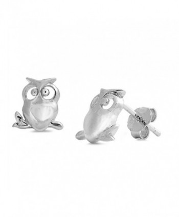 Tiny Plain Owl Cute Stud Post Earring 925 Sterling Silver - C512N1V7QVN