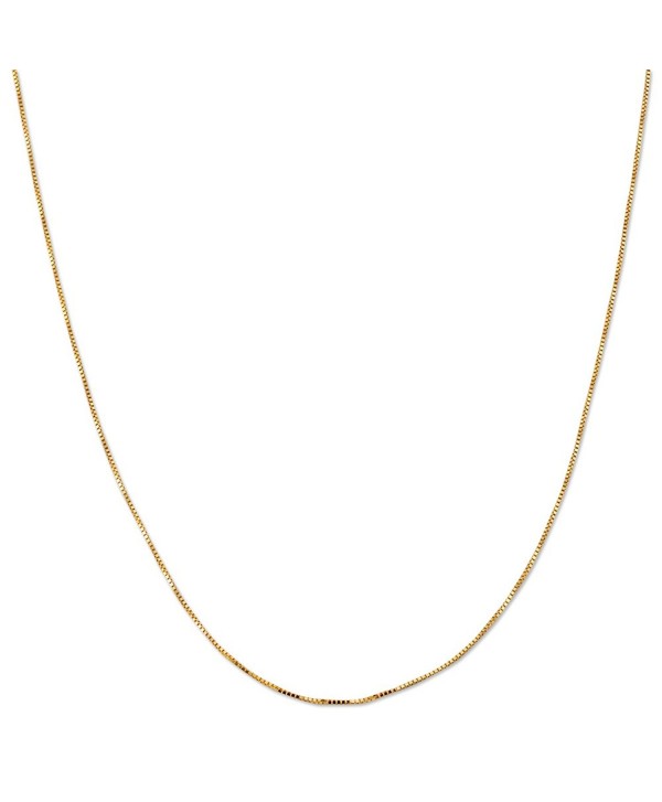 LoveBling 10K Yellow Gold 0.40mm Liteweight Box Chain Necklace with Spring Clasp - CG12IF29K5H
