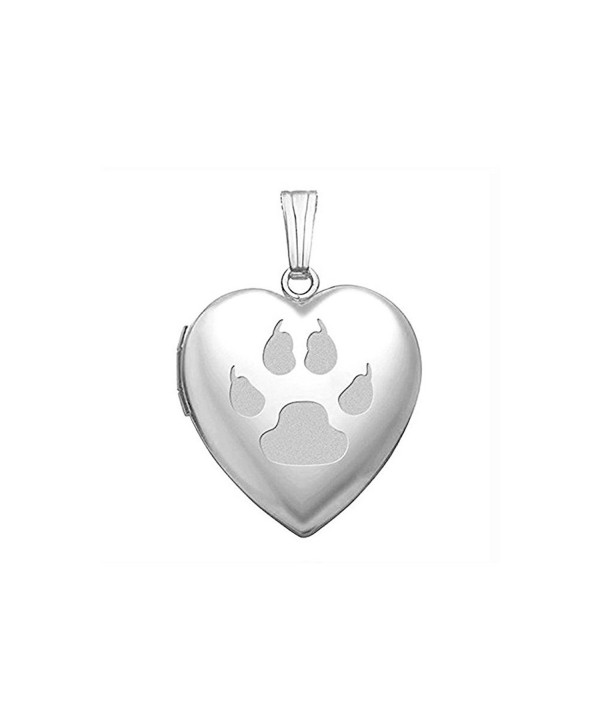 Sterling Silver "Cats Paw Print" Sweetheart Heart Locket - 3/4 Inch X 3/4 Inch - CD126KQZQPX