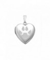 Sterling Silver "Cats Paw Print" Sweetheart Heart Locket - 3/4 Inch X 3/4 Inch - CD126KQZQPX