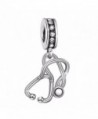 925 Sterling Silver Nurse Stethoscope Vintage Dangle Charms Bead for European Charm Bracelet - CE184WH8T04