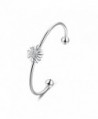 Godyce Roses Flower Daisy Plumeria Bangle Bracelet for Women Cuff - Sterling Silver Plated Zircon Jewelry - CG12N5M87HF