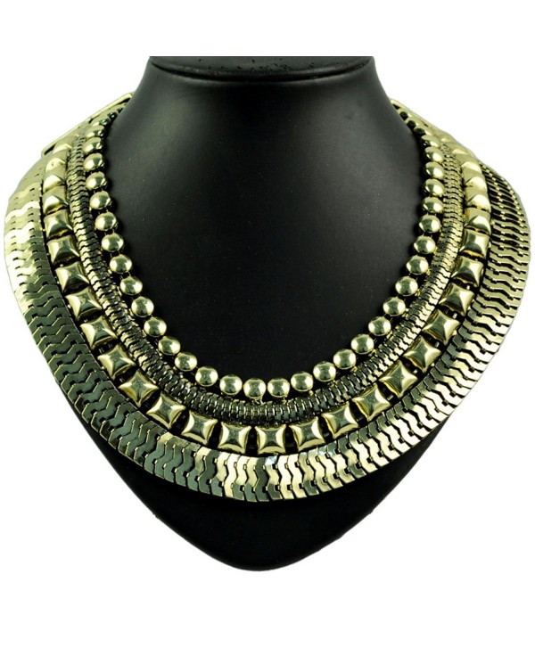 Women's Vintage Layered Wide Chain Collar Statement Necklace - C011C4IVG4R