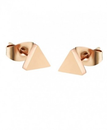D.B.MOOD Classical Women's Rose Gold Plated Stud Earring Stainless Steel Triangle Earring - Rose gold - CD12JTLA19V