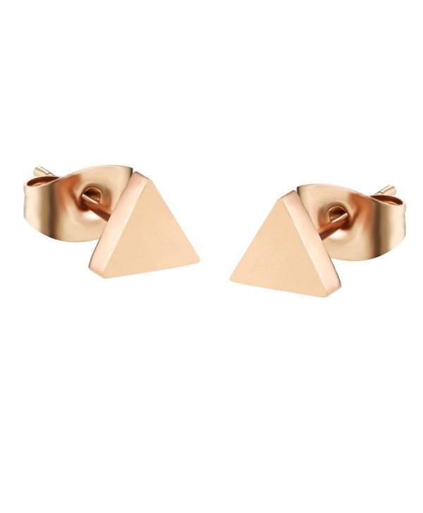 D.B.MOOD Classical Women's Rose Gold Plated Stud Earring Stainless Steel Triangle Earring - Rose gold - CD12JTLA19V