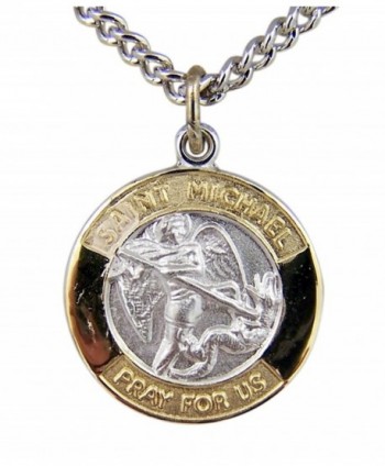 Gold and Sterling Silver Two-Toned Catholic Patron Saint Pendant- 5/8 Inch - Archangel Saint Michael - CY1878QYG2A
