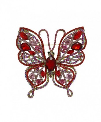 TTjewelry Vintage Butterfly Insect Brooch Pin Austria Crystal Woman Jewelry - Red - C912BL84HHD
