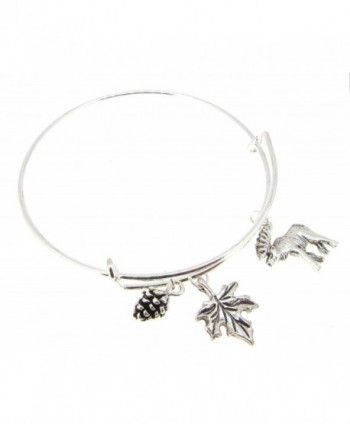 Bangle Bracelet Silver Expandable Canada Maple leaf Moose Acorn - CC12HVN7PPD