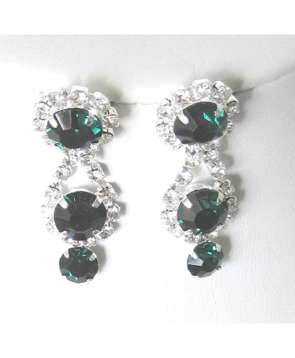 Stunning Y Drop Evening Party Emerald Dark Green Crystal Bridal Bridesmaid Necklace Earring C1 - CP11FABFC7V