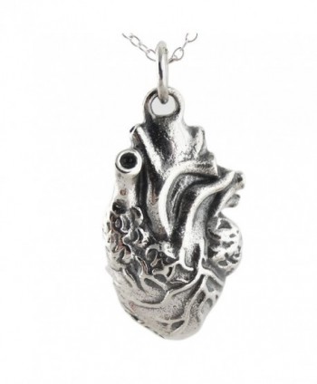 Sterling Silver 3D Anatomical Heart Pendant Necklace- 18" Chain - CF1256VIISF