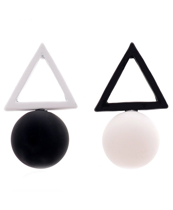 MISSUSO Geometric Different Candy Color Earrings For Womens 2017 Fashion Stud Earrings - black-white - CH182RYHTT2