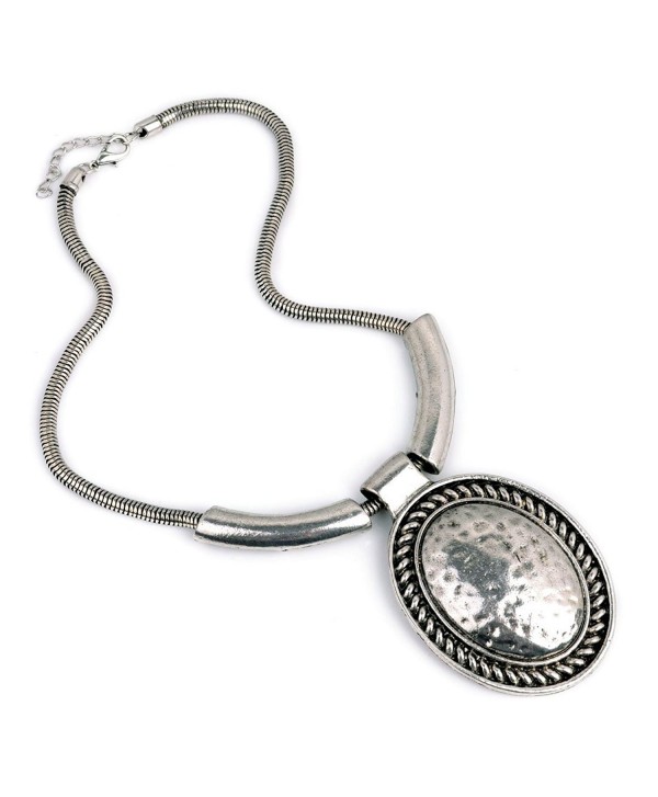 Retro Silver Alloy Big Punk Pendant Necklace-big Choker Jewelry Necklace-nl-965 - C611C5RJI3X
