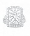 Sterling Silver Heart Cz Big Square Statement Ring (Size 4 - 9) - CY12COYRGTJ