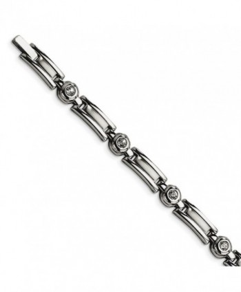 Stainless Steel Polished w/ CZs 8.25in Bracelet Length 8.25" - C8115EY5GK3