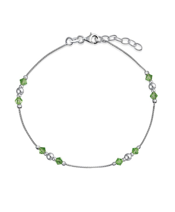 Bling Jewelry 925 Sterling Silver Green Simulated Peridot Crystal Anklet - C511IT1CCZZ