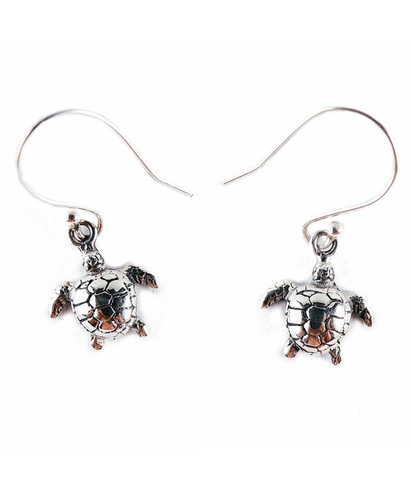 Sea Turtle Earrings - Handmade Sterling Silver Jewelry - Balinese Drop Earrings with Artisan Gift Box - C8129BDN8DT