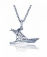 Offshore Sport Fishing Boat Pendant Crafted in Sterling Silver with a 22" Necklace Chain - CR11D893725