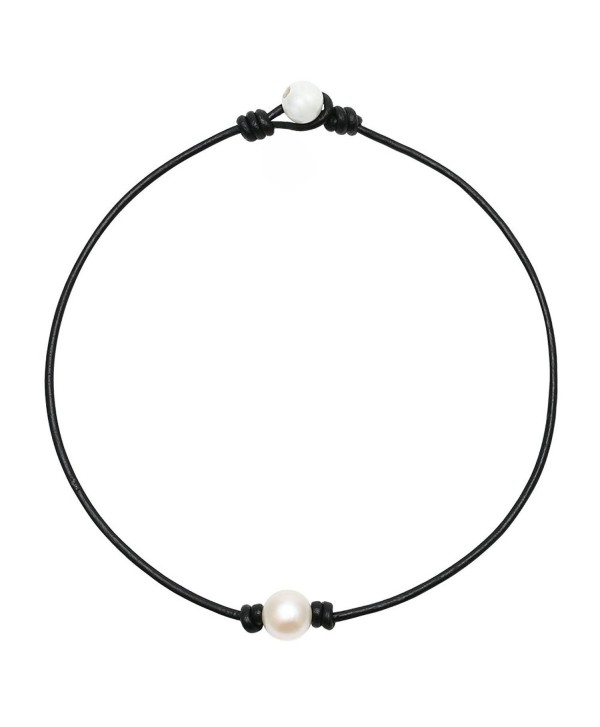 HENGSHENG Baroque Freshwater Necklace Leather - White - C11845AG0EQ
