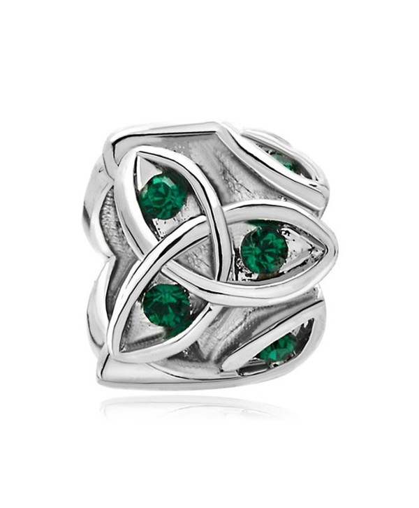 ReisJewelry Heart Best Friend Irish Claddagh Celtic Trinity Knot Charm Green Crystal Charms For Bracelet - CM185GUWZHU