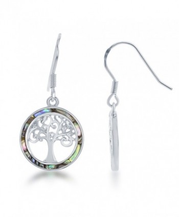 Sterling Silver and Gold Tone Created Opal- MOP or Abalone Tree of Life Circle Earrings - Abalone - C612H8GR16V