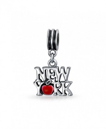 Bling Jewelry New York Red Enamel Apple Dangle Charm Bead .925 Sterling Silver - CO11T6H79NV