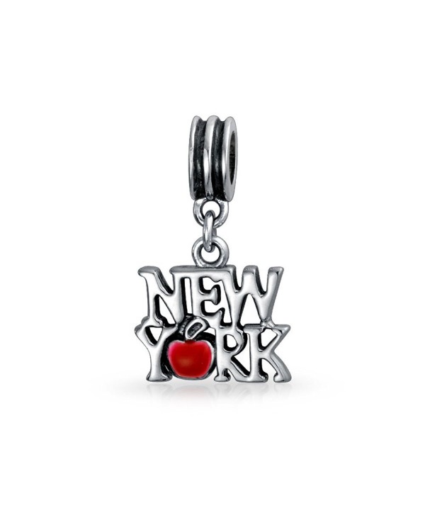 Bling Jewelry New York Red Enamel Apple Dangle Charm Bead .925 Sterling Silver - CO11T6H79NV