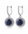 Sterling Silver Round Blue Simulated Sapphire Women's Dangle Earrings (9.48 cttw- 10MM Round) - C111OBHAVXP