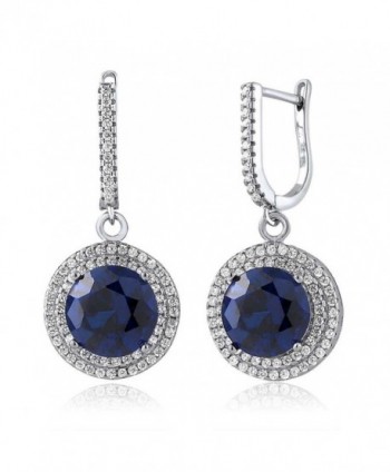 Sterling Silver Simulated Sapphire Earrings in Women's Drop & Dangle Earrings