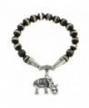 Falari Elephant Lucky Charm Natural Stone Bracelet Zebra Marble B2448-ZM - C1124HGMTD5