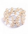 Mariell Champagne Wrap Around Bracelet for Brides - Crystal & Glass Pearl Cuff for Wedding or Fashion - CC12OBW4EFI