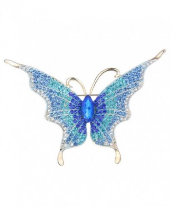 EVER FAITH Women's Austrian Crystal Butterfly Insect Brooch - Sea Blue Gold-Tone - CS11BGDMMI5