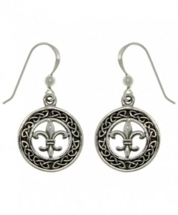 Jewelry Trends Sterling Silver Celtic Knot Fleur De Lis Dangle Earrings - CS11CGA0QFH