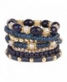 Riah Fashion Women's Multi Beaded Stretch Bracelet - Navy - CW187NILZLE