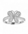 Sterling Silver CZ Butterfly Curved Statement Ring - CO11KBL74KT