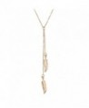 Alipeia 2 Feather Y Style Pendant Necklace Choker Link Chain - Gold - CT186K98X37