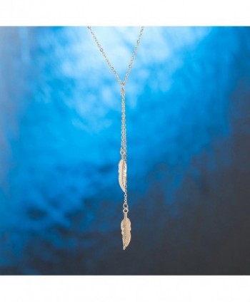 Alipeia Feather Pendant Silver Necklace in Women's Y-Necklaces