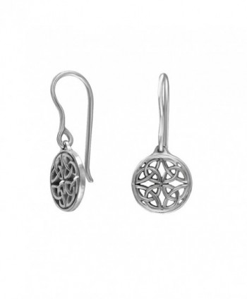 Handmade 925 Sterling Silver Celtic Knot Round Drop Wire Earrings - C317YYQWCC6