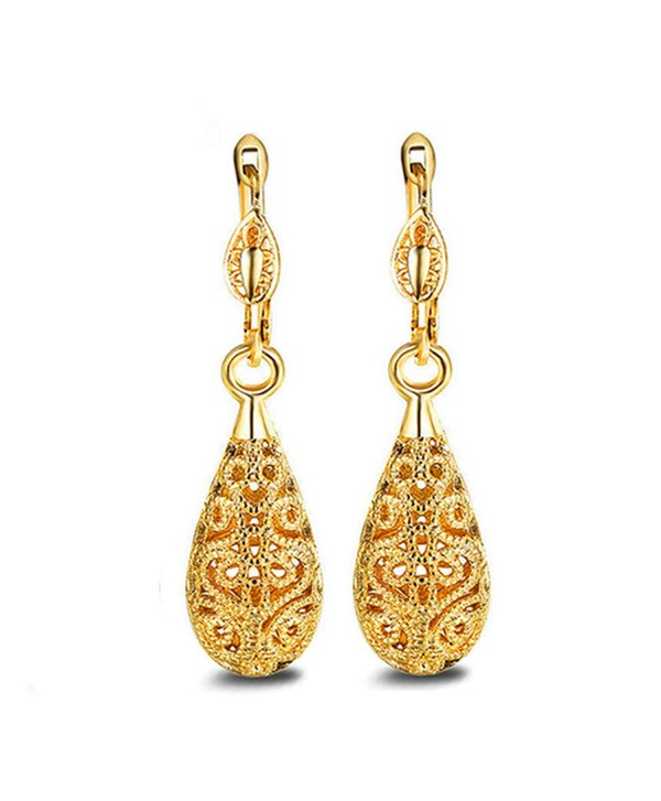AmDxD Jewelry Gold Plated Vintage Dangle Earrings for Women Girl-Teardrop Earrings Wedding - Gold - C312BOZI3PF