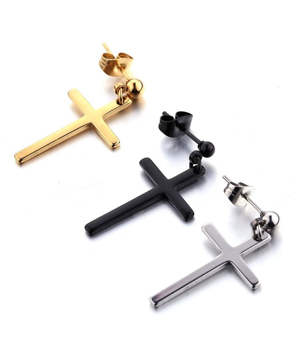 1-3 Pairs Stainless Steel Earrings Cross Dangle Studs Earrings piercing Jewelry For Men and Women - C31863E7YYO