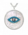 Evan Jewels EV9-9011- Mother-of-Pearl Evil Eye Pendant Necklace in Sterling Silver - Silver - C512O8PEORC