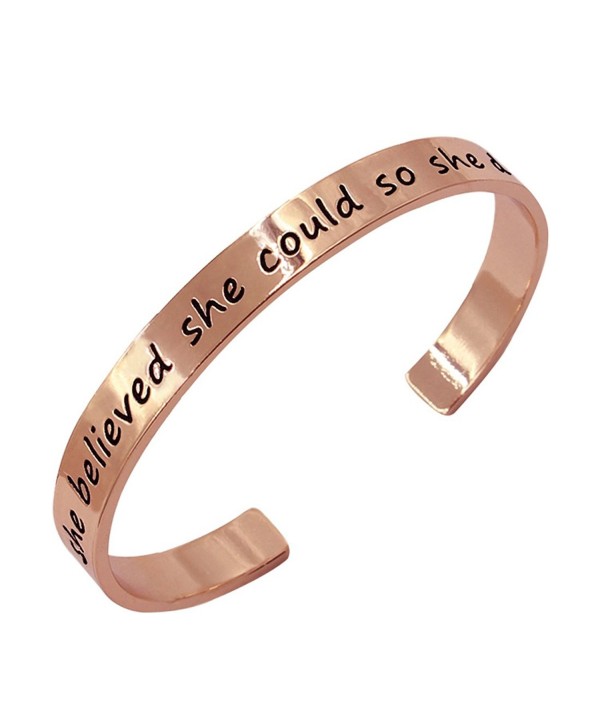 Classic hand stamped inspirational believed bracelets - rose gold - C612O4C6G38