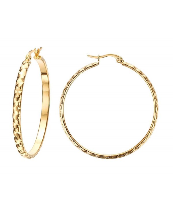 Vnox Fashion Stainless Steel 18K Gold Plated Large Hoop Wedding Earrings for Women Girls - CK12H7ON2DP
