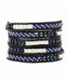 5 Row Dyed Freshwater Cultured Pearl Beaded Long Leather Wrap Bracelet - CH126IM9EB1