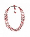 Reconstructed Red Coral Cotton Wax Rope Beauty Multistrand Toggle Necklace - CU11VCKTD6L