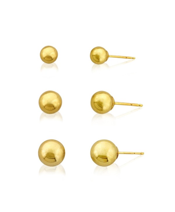 3-Pair 10k Gold Ball Earrings Set 4mm 5mm 6mm - C1120ZOF2GJ