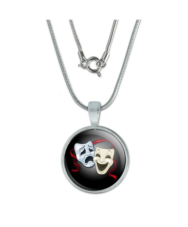 Drama Comedy Tragedy Masks - Acting Theatre Theater Pendant with Sterling Silver Plated Chain - C611HL72PRX