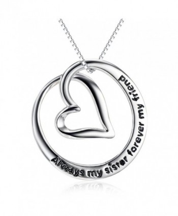 925 Sterling Silver "Always My Sister Forever My Friend" Love Heart Pendant Necklace - CR12NUBLKOF
