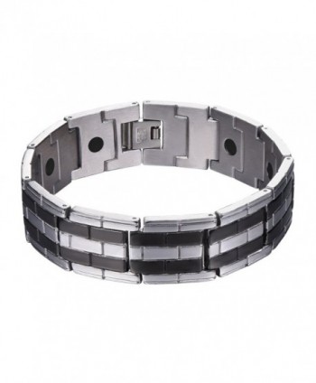 U7 Magnetic Bracelets Bangles Tourmaline Power Therapy Magnets Stainless Steel Balance Bracelet - black - C9188ULRQ7L
